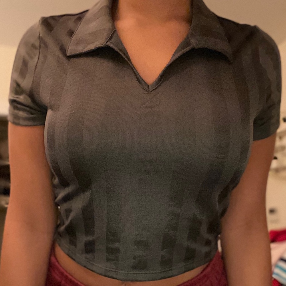 pinstripe polo type shirt